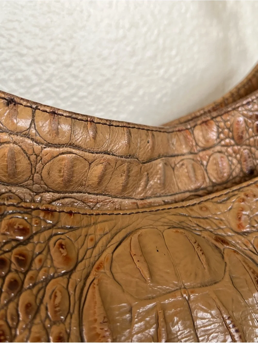 Brahmin Croc-Embossed Leather Hobo Shoulder Bag - READ